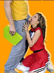 brunette sucking cock